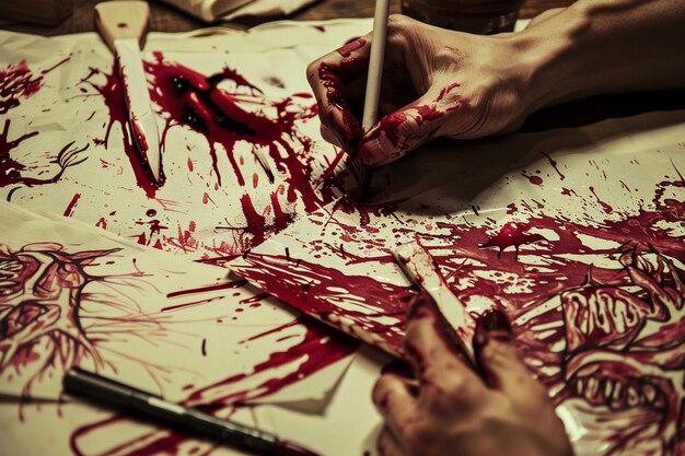 Foto sanguine sketches análise forense de sangue