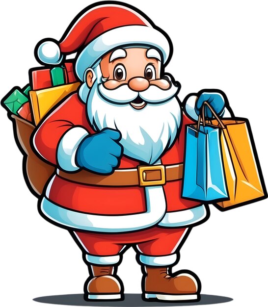 Santa bolsa de compras carrinho de compras ícones de Natal símbolos festivos temporada de férias decorações de Natal C