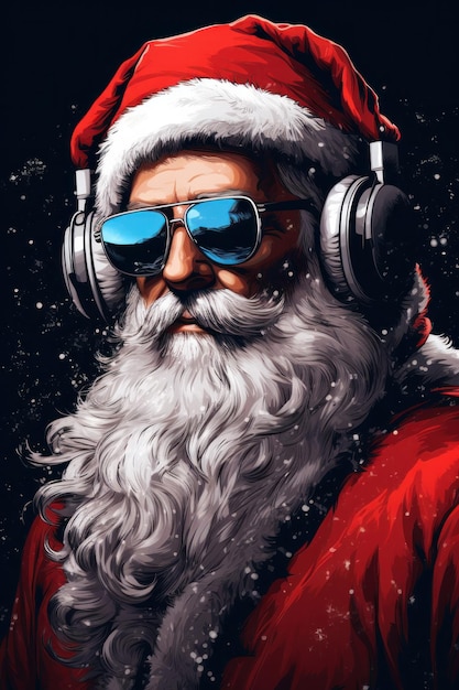 Santa Claude DJ Illustration AI GenerativexA