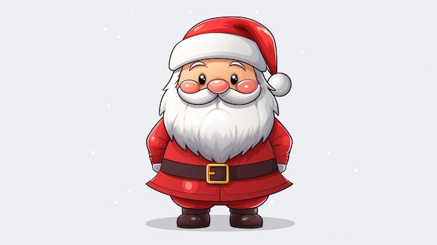 Santa Claus de dibujos animados con barba y sombrero rojo