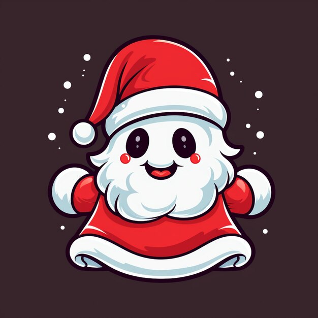 Santa Claus de dibujos animados con un sombrero rojo y barba blanca