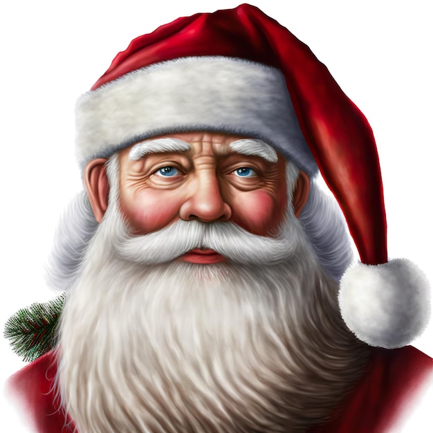 Santa claus en estilo de dibujos animados Guapo alegre santa sonríe Logotipo de Navidad