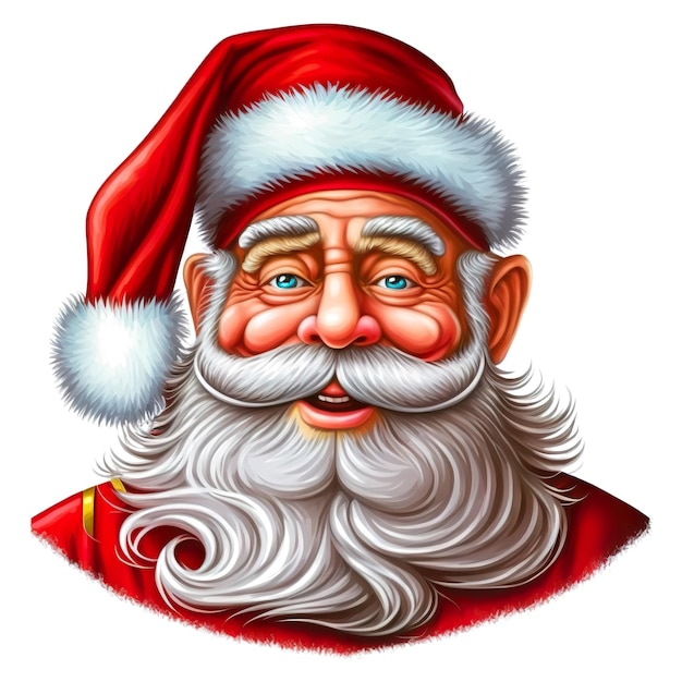 Santa claus en estilo de dibujos animados Guapo alegre santa sonríe Logotipo de Navidad