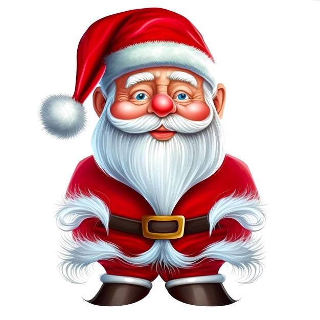 Santa claus en estilo de dibujos animados Guapo alegre santa sonríe Logotipo de Navidad