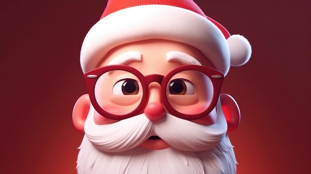 Un santa claus con gafas y un sombrero rojo.