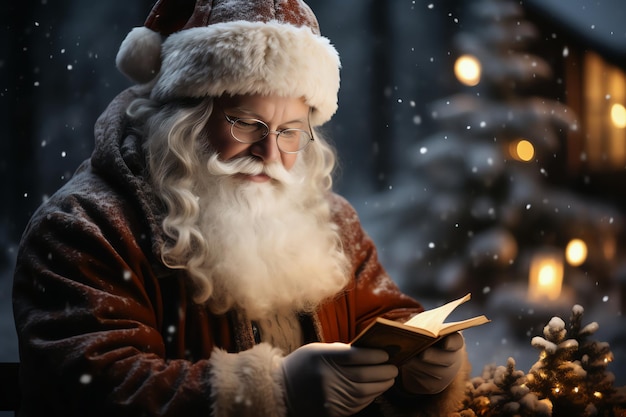 Santa Claus leyendo imagen generada por IA