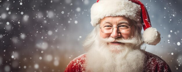 Santa Claus lindo con ropa roja con una larga barba blanca en un fondo claro IA generativa