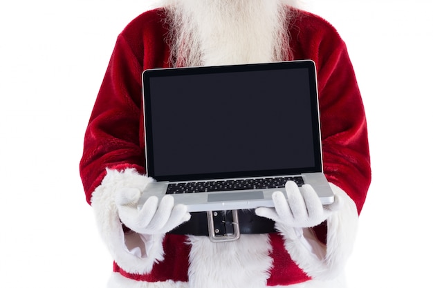 Santa Claus presenta una computadora portátil