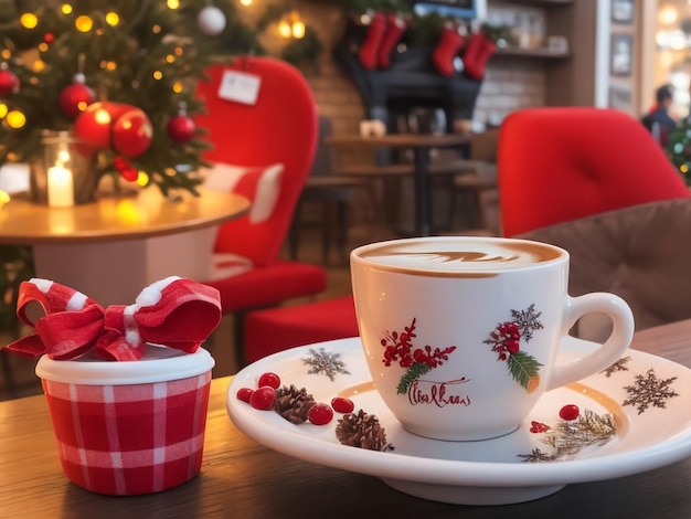 Santa Claus con regalos y lista de deseos en mesa de madera