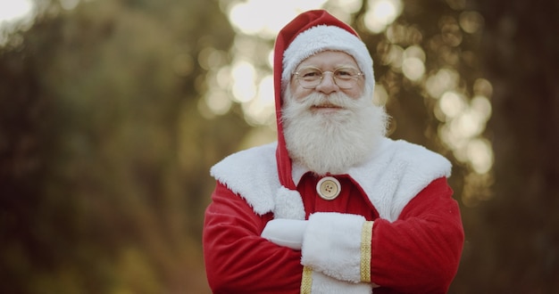 Santa Claus sonriendo mirando a la cámara.