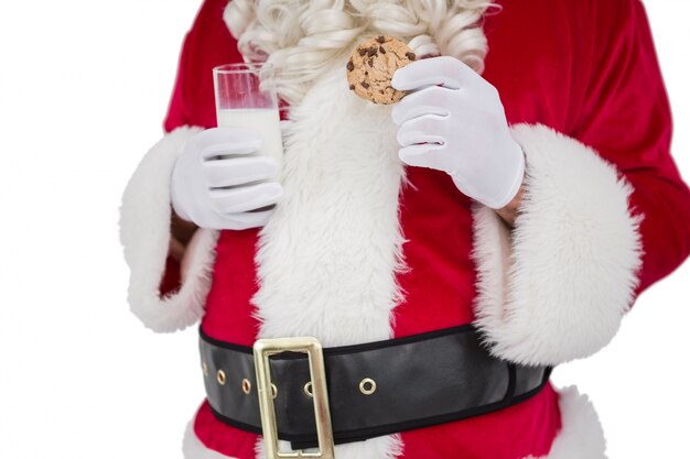 Santa con galletas y vaso de leche