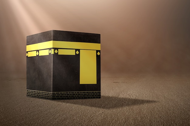 La santa Kaaba con fondo de luz solar