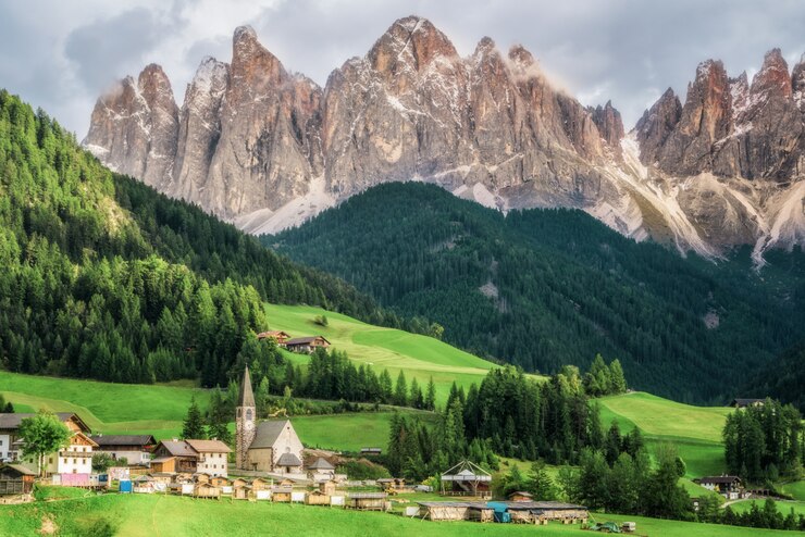 Foto santa maddalena - dolomitas, italia paisaje
