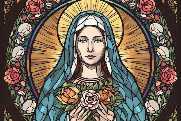 Santa María la Virgen la Madre de Jesús Generativa Ai Ilustración