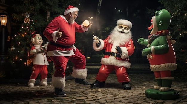 Santa con niños al aire libre Generative Ai