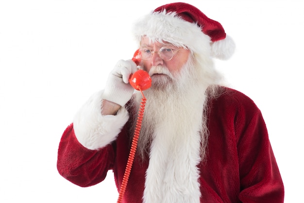 Santa no telefone vermelho