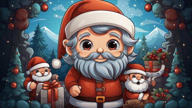 Santa's Enchanted Illustration Eine skurrile Darstellung der generativen KI des Weihnachtsmanns