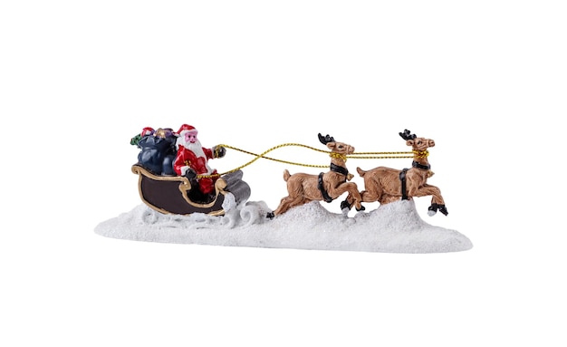 Santa's Sleigh Figur isolierte auf weißem Hintergrund für Design Santa Claus Fahrt auf Rentier Weihnachtsspielzeug