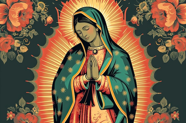 Santa Senhora de Guadalupe nuestra señora de guadalupe ícone cartão ilustração