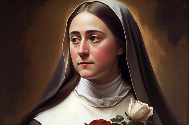 Santa Teresa de Lisieux arte pintura ilustración Generativo Ai