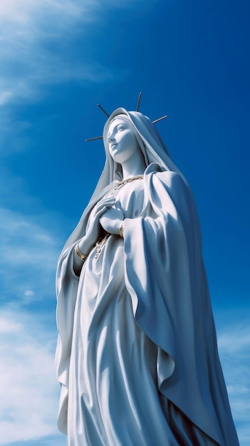 Santísima virgen maría contra el cielo azul generado por IA