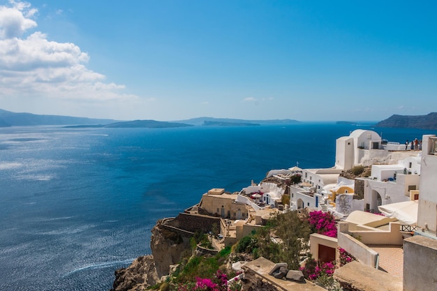 Santorini Blue Sea Landschaft Klippen Landschaft Insel