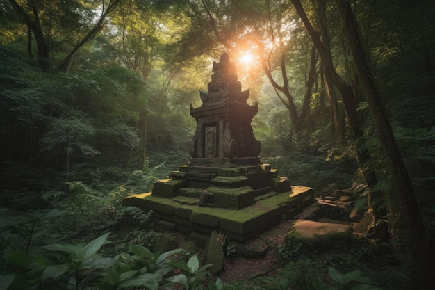 Santuário ancestral na floresta paz serenidade e beleza generativa IA