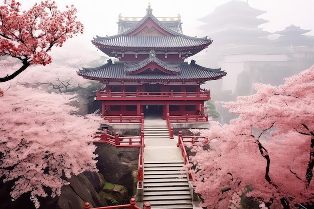 Foto santuario de arquitectura tradicional japonesa en tokio japón con sa