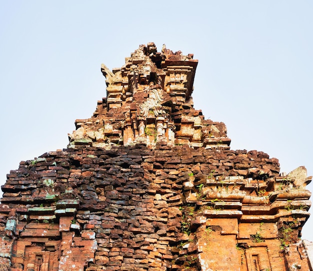 Santuario de mi hijo con templo hindú cerca de Hoi An, Asia en Vietnam. Patrimonio del Reino de Champa. Myson Historia y Cultura. Ruinas de la ciudad de Shiva. Museo vietnamita. Civilización del hinduismo en Tierra Santa.