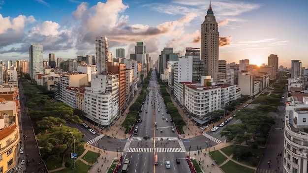 Sao Paulo, Brasil Vista aérea de la avenida Paulista en la ciudad de Sao Paulo