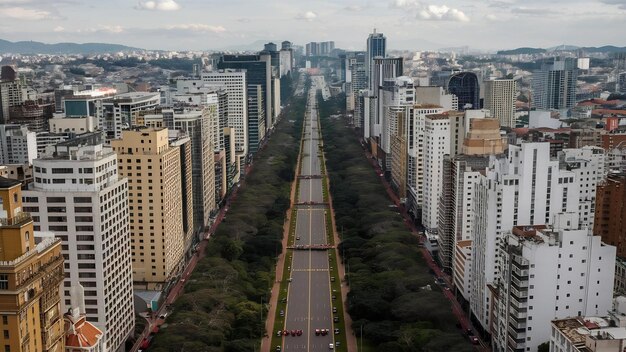 São Paulo, Brasil, vista aérea da Avenida Paulista, na cidade de São Paulo