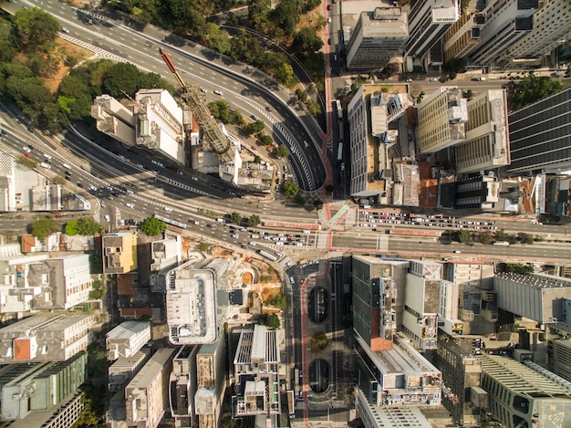 Sao Paulo, Brasilien. Luftaufnahme auf Rebolcas Avenue und Consolacao, in der Stadt Sao Paulo