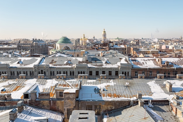 São Petersburgo, Rússia - panorama aéreo em um dia ensolarado de inverno.