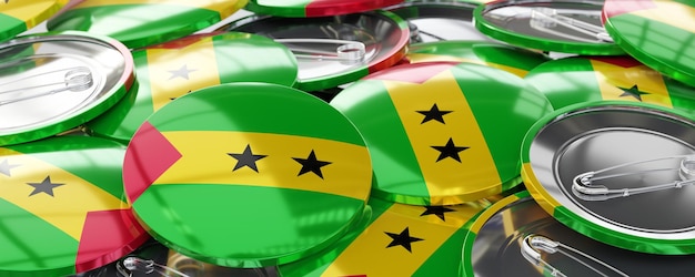 São Tomé und Principe runde Abzeichen mit Landesflagge Abstimmung Wahlkonzept 3D-Illustration