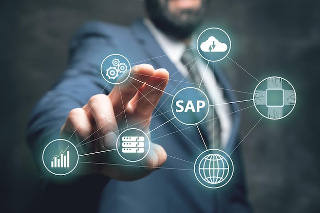 SAP e iconos en una pantalla virtual