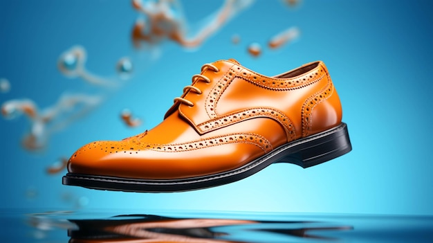 Sapatilho de brogue em fundo azul