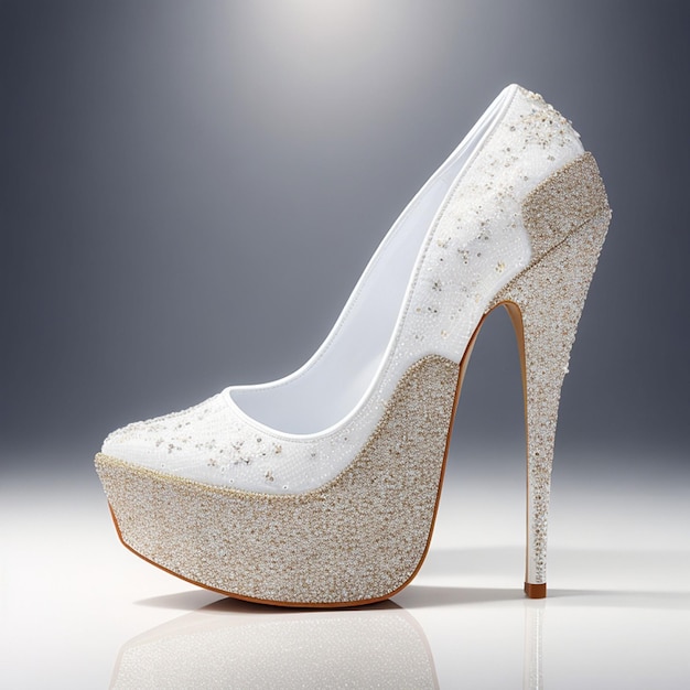 sapato branco de alta moda com brilho generativo
