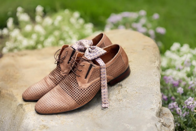 Sapatos clássicos de couro do homem ao ar livre