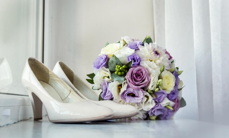 Sapatos de casamento de salto alto como acessórios de noiva