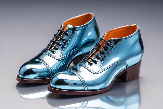 Foto sapatos de colecionador de modelos em miniatura com reflexo