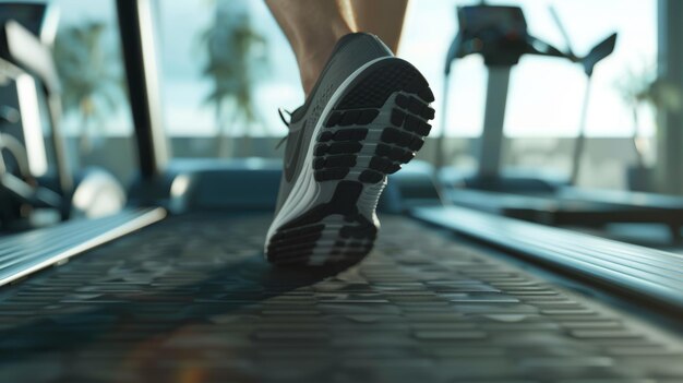 Sapatos de corrida em ação na esteira