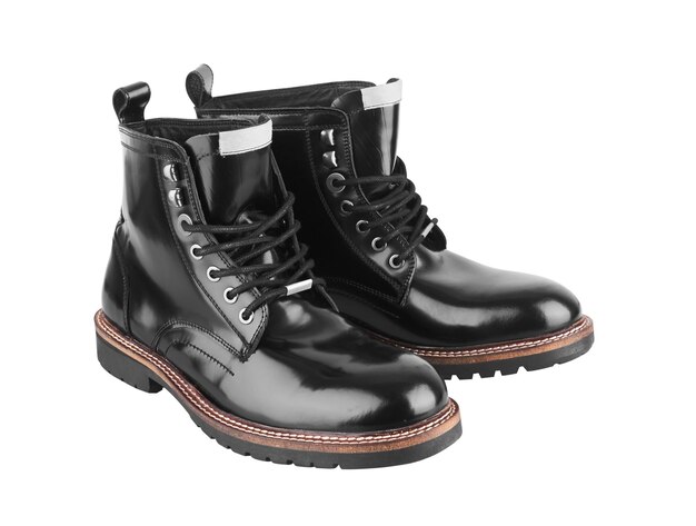 Sapatos de couro preto para homens