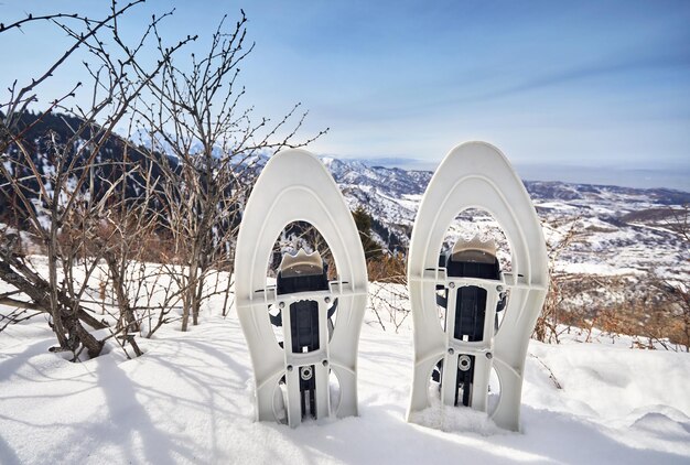 Sapatos de neve na neve