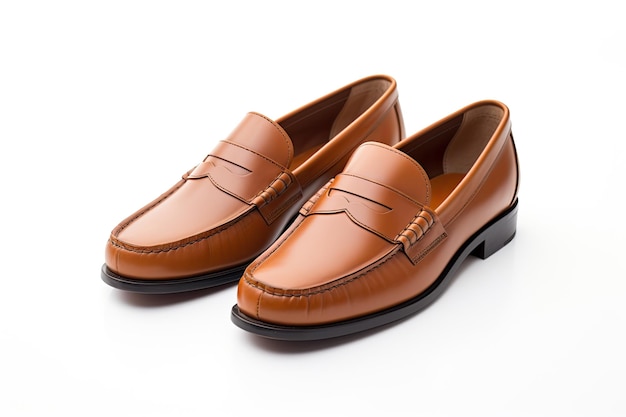 Sapatos Loafer masculinos elegantes isolados em fundo branco