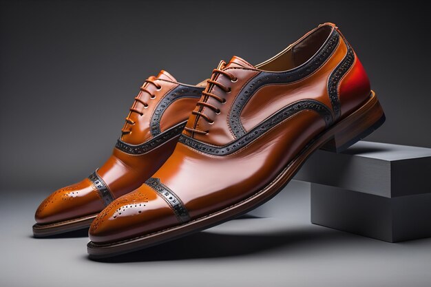 Sapatos masculinos com fundo de cor sólida Fotografia de estúdio