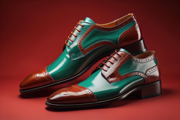 Sapatos masculinos com fundo de cor sólida Fotografia de estúdio