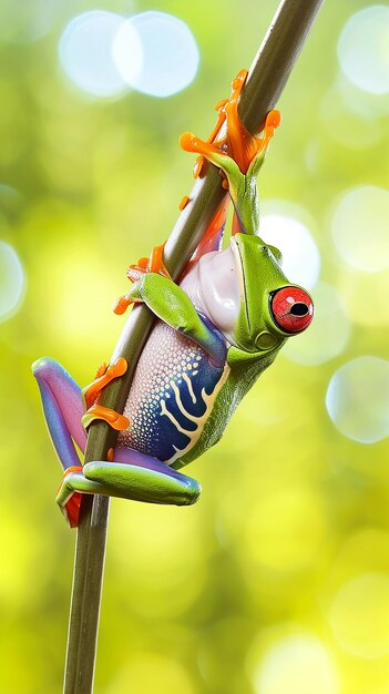 Sapo-árvore de olhos vermelhos em um belo fundo natural