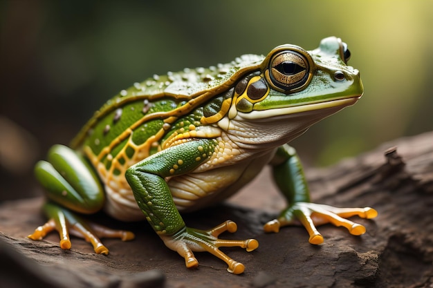 Sapo-árvore europeu hyla arborea isolado em fundo de cor sólida ai generativo