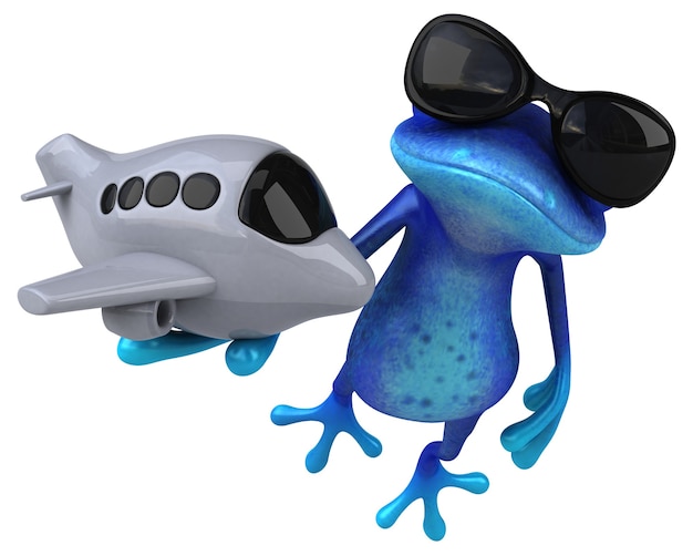 Sapo azul divertido - ilustração 3D