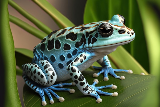 Sapo de leite de perereca azul amazônica na costa de boady